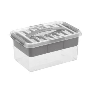 Sunware Q-line opbergbox met inzet 6L transp./metaal
